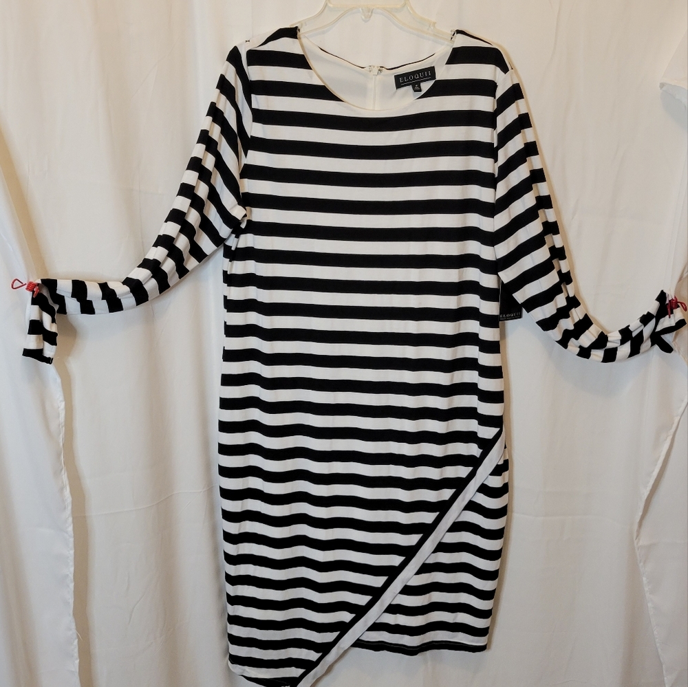 Eloquii Black and White striped bodycon NWT!